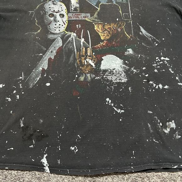 Thrashed Shirt Freddy Jason Horror Movie Graphic Tee y2k Faded Black 3XL - Picture 4 of 12